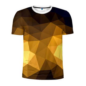 Мужская футболка 3D спортивная с принтом Абстракция в Тюмени, 100% полиэстер с улучшенными характеристиками | приталенный силуэт, круглая горловина, широкие плечи, сужается к линии бедра | желтый | мозаика | полигон
