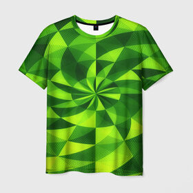 Мужская футболка 3D с принтом Текстура в Тюмени, 100% полиэфир | прямой крой, круглый вырез горловины, длина до линии бедер | 3д | абстракция | зеленая | квадраты | новые | популярные | текстура