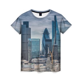 Женская футболка 3D с принтом London в Тюмени, 100% полиэфир ( синтетическое хлопкоподобное полотно) | прямой крой, круглый вырез горловины, длина до линии бедер | england | europe | london | англия | великобритания | высотки | королева | лондон | мегаполис | туризм
