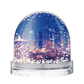 Снежный шар с принтом Ночная Москва в Тюмени, Пластик | Изображение внутри шара печатается на глянцевой фотобумаге с двух сторон | город | москва сити | пейзаж
