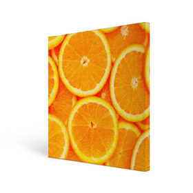 Холст квадратный с принтом Апельсины в Тюмени, 100% ПВХ |  | апельсин | долька | цитрус