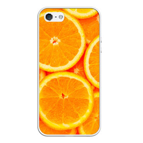 Чехол для iPhone 5/5S матовый с принтом Апельсины в Тюмени, Силикон | Область печати: задняя сторона чехла, без боковых панелей | апельсин | долька | цитрус