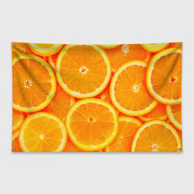 Флаг-баннер с принтом Апельсины в Тюмени, 100% полиэстер | размер 67 х 109 см, плотность ткани — 95 г/м2; по краям флага есть четыре люверса для крепления | апельсин | долька | цитрус