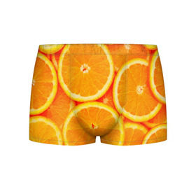 Мужские трусы 3D с принтом Апельсины в Тюмени, 50% хлопок, 50% полиэстер | классическая посадка, на поясе мягкая тканевая резинка | Тематика изображения на принте: апельсин | долька | цитрус