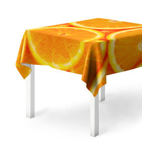 Скатерть 3D с принтом Апельсины в Тюмени, 100% полиэстер (ткань не мнется и не растягивается) | Размер: 150*150 см | апельсин | долька | цитрус