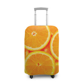 Чехол для чемодана 3D с принтом Апельсины в Тюмени, 86% полиэфир, 14% спандекс | двустороннее нанесение принта, прорези для ручек и колес | апельсин | долька | цитрус