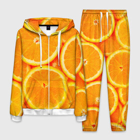 Мужской костюм 3D с принтом Апельсины в Тюмени, 100% полиэстер | Манжеты и пояс оформлены тканевой резинкой, двухслойный капюшон со шнурком для регулировки, карманы спереди | апельсин | долька | цитрус