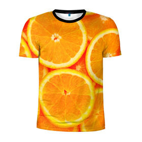 Мужская футболка 3D спортивная с принтом Апельсины в Тюмени, 100% полиэстер с улучшенными характеристиками | приталенный силуэт, круглая горловина, широкие плечи, сужается к линии бедра | апельсин | долька | цитрус