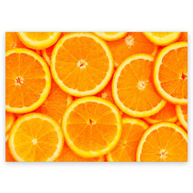 Поздравительная открытка с принтом Апельсины в Тюмени, 100% бумага | плотность бумаги 280 г/м2, матовая, на обратной стороне линовка и место для марки
 | апельсин | долька | цитрус