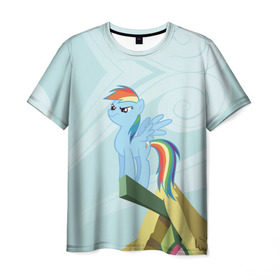 Мужская футболка 3D с принтом Rainbow в Тюмени, 100% полиэфир | прямой крой, круглый вырез горловины, длина до линии бедер | Тематика изображения на принте: my little pony | луна | пинки пай | пони | рарити | рейнбоу дэш | селестия | сумеречная искорка | флаттершай | эплджек
