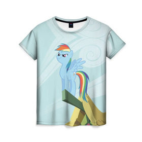 Женская футболка 3D с принтом Rainbow в Тюмени, 100% полиэфир ( синтетическое хлопкоподобное полотно) | прямой крой, круглый вырез горловины, длина до линии бедер | my little pony | луна | пинки пай | пони | рарити | рейнбоу дэш | селестия | сумеречная искорка | флаттершай | эплджек