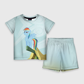 Детский костюм с шортами 3D с принтом Rainbow в Тюмени,  |  | my little pony | луна | пинки пай | пони | рарити | рейнбоу дэш | селестия | сумеречная искорка | флаттершай | эплджек