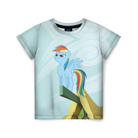 Детская футболка 3D с принтом Rainbow в Тюмени, 100% гипоаллергенный полиэфир | прямой крой, круглый вырез горловины, длина до линии бедер, чуть спущенное плечо, ткань немного тянется | my little pony | луна | пинки пай | пони | рарити | рейнбоу дэш | селестия | сумеречная искорка | флаттершай | эплджек