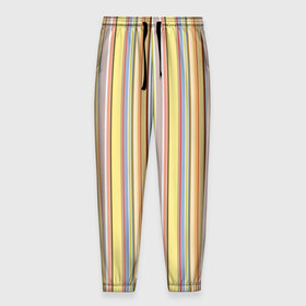 Мужские брюки 3D с принтом Полоски в Тюмени, 100% полиэстер | манжеты по низу, эластичный пояс регулируется шнурком, по бокам два кармана без застежек, внутренняя часть кармана из мелкой сетки | полоски | полосы | разноцветные | текстура