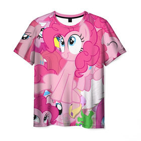 Мужская футболка 3D с принтом Pinky Pie в Тюмени, 100% полиэфир | прямой крой, круглый вырез горловины, длина до линии бедер | my little pony | луна | пинки пай | пони | рарити | рейнбоу дэш | селестия | сумеречная искорка | флаттершай | эплджек
