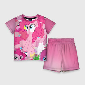 Детский костюм с шортами 3D с принтом Pinky Pie в Тюмени,  |  | my little pony | луна | пинки пай | пони | рарити | рейнбоу дэш | селестия | сумеречная искорка | флаттершай | эплджек