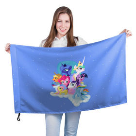 Флаг 3D с принтом Night в Тюмени, 100% полиэстер | плотность ткани — 95 г/м2, размер — 67 х 109 см. Принт наносится с одной стороны | my little pony | луна | пинки пай | пони | рарити | рейнбоу дэш | селестия | сумеречная искорка | флаттершай | эплджек