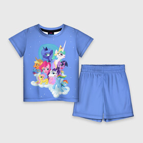 Детский костюм с шортами 3D с принтом Night в Тюмени,  |  | my little pony | луна | пинки пай | пони | рарити | рейнбоу дэш | селестия | сумеречная искорка | флаттершай | эплджек