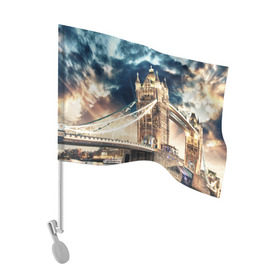 Флаг для автомобиля с принтом Англия в Тюмени, 100% полиэстер | Размер: 30*21 см | england | europe | london | англия | биг бен | великобритания | высотки | королева | лондон | мегаполис | тауэрский мост | туризм
