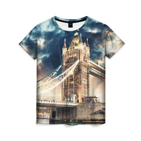 Женская футболка 3D с принтом Англия в Тюмени, 100% полиэфир ( синтетическое хлопкоподобное полотно) | прямой крой, круглый вырез горловины, длина до линии бедер | england | europe | london | англия | биг бен | великобритания | высотки | королева | лондон | мегаполис | тауэрский мост | туризм