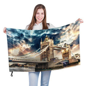 Флаг 3D с принтом Англия в Тюмени, 100% полиэстер | плотность ткани — 95 г/м2, размер — 67 х 109 см. Принт наносится с одной стороны | england | europe | london | англия | биг бен | великобритания | высотки | королева | лондон | мегаполис | тауэрский мост | туризм