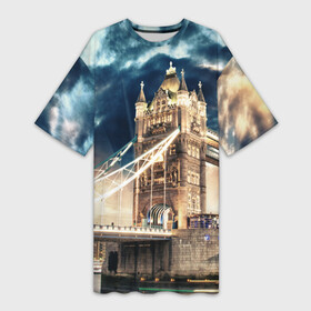 Платье-футболка 3D с принтом Англия в Тюмени,  |  | england | europe | london | англия | биг бен | великобритания | высотки | королева | лондон | мегаполис | тауэрский мост | туризм