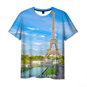 Мужская футболка 3D с принтом Париж в Тюмени, 100% полиэфир | прямой крой, круглый вырез горловины, длина до линии бедер | france | paris | париж | франция | эйфелева башня