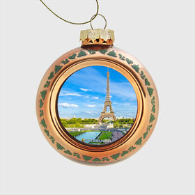 Стеклянный ёлочный шар с принтом Париж в Тюмени, Стекло | Диаметр: 80 мм | france | paris | париж | франция | эйфелева башня