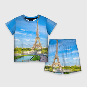 Детский костюм с шортами 3D с принтом Париж в Тюмени,  |  | france | paris | париж | франция | эйфелева башня