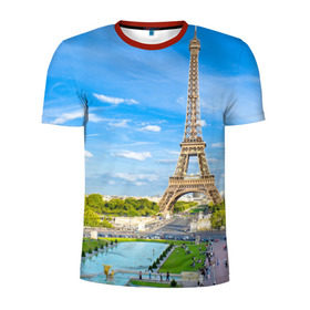 Мужская футболка 3D спортивная с принтом Париж в Тюмени, 100% полиэстер с улучшенными характеристиками | приталенный силуэт, круглая горловина, широкие плечи, сужается к линии бедра | Тематика изображения на принте: france | paris | париж | франция | эйфелева башня