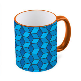 Кружка 3D с принтом Blue cube в Тюмени, керамика | ёмкость 330 мл | Тематика изображения на принте: кубы | паттерн | синий