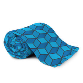 Плед 3D с принтом Blue cube в Тюмени, 100% полиэстер | закругленные углы, все края обработаны. Ткань не мнется и не растягивается | Тематика изображения на принте: кубы | паттерн | синий