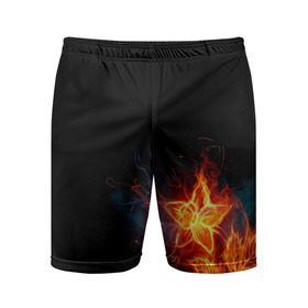 Мужские шорты 3D спортивные с принтом Огненный цветок в Тюмени,  |  | огненный | огонь | пламя | цветок | цветы