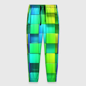 Мужские брюки 3D с принтом Кубики в Тюмени, 100% полиэстер | манжеты по низу, эластичный пояс регулируется шнурком, по бокам два кармана без застежек, внутренняя часть кармана из мелкой сетки | квадраты | кубики | радуга | разноцветные