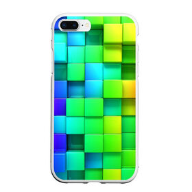 Чехол для iPhone 7Plus/8 Plus матовый с принтом Кубики в Тюмени, Силикон | Область печати: задняя сторона чехла, без боковых панелей | квадраты | кубики | радуга | разноцветные