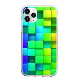 Чехол для iPhone 11 Pro Max матовый с принтом Кубики в Тюмени, Силикон |  | квадраты | кубики | радуга | разноцветные