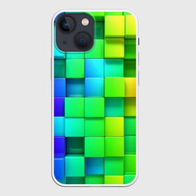 Чехол для iPhone 13 mini с принтом Кубики в Тюмени,  |  | квадраты | кубики | радуга | разноцветные