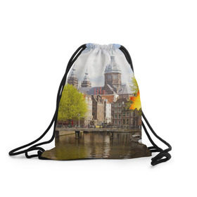 Рюкзак-мешок 3D с принтом Amsterdam в Тюмени, 100% полиэстер | плотность ткани — 200 г/м2, размер — 35 х 45 см; лямки — толстые шнурки, застежка на шнуровке, без карманов и подкладки | нидерланды | пейзаж