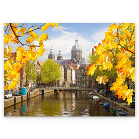 Поздравительная открытка с принтом Amsterdam в Тюмени, 100% бумага | плотность бумаги 280 г/м2, матовая, на обратной стороне линовка и место для марки
 | нидерланды | пейзаж
