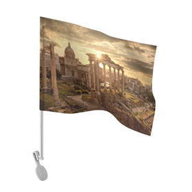 Флаг для автомобиля с принтом Рим в Тюмени, 100% полиэстер | Размер: 30*21 см | europe | italy | rome | vatican | архитектура | ватикан | европа | италия | папа римский | развалины | рим | руины