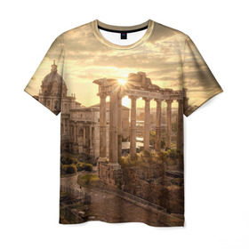 Мужская футболка 3D с принтом Рим в Тюмени, 100% полиэфир | прямой крой, круглый вырез горловины, длина до линии бедер | europe | italy | rome | vatican | архитектура | ватикан | европа | италия | папа римский | развалины | рим | руины