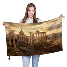 Флаг 3D с принтом Рим в Тюмени, 100% полиэстер | плотность ткани — 95 г/м2, размер — 67 х 109 см. Принт наносится с одной стороны | europe | italy | rome | vatican | архитектура | ватикан | европа | италия | папа римский | развалины | рим | руины