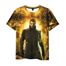 Мужская футболка 3D с принтом Deus Ex в Тюмени, 100% полиэфир | прямой крой, круглый вырез горловины, длина до линии бедер | deus ex | human revolution | mankind divided | адам дженсен | деус экс