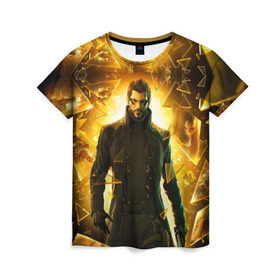 Женская футболка 3D с принтом Deus Ex в Тюмени, 100% полиэфир ( синтетическое хлопкоподобное полотно) | прямой крой, круглый вырез горловины, длина до линии бедер | deus ex | human revolution | mankind divided | адам дженсен | деус экс
