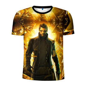 Мужская футболка 3D спортивная с принтом Deus Ex в Тюмени, 100% полиэстер с улучшенными характеристиками | приталенный силуэт, круглая горловина, широкие плечи, сужается к линии бедра | deus ex | human revolution | mankind divided | адам дженсен | деус экс
