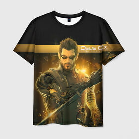 Мужская футболка 3D с принтом Deus Ex в Тюмени, 100% полиэфир | прямой крой, круглый вырез горловины, длина до линии бедер | deus ex | human revolution | mankind divided | адам дженсен | деус экс