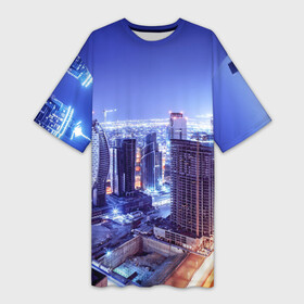 Платье-футболка 3D с принтом Ночной Дубай в Тюмени,  |  | dubai | абу даби | арабские эмираты | ближний восток | богатство | бурдж халифа | дубай | изобилие | каникулы | мегаполис | нефть | оаэ | отпуск | персидский залив | роскошь | технологии | туризм | шейхи