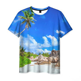 Мужская футболка 3D с принтом Сейшельские острова в Тюмени, 100% полиэфир | прямой крой, круглый вырез горловины, длина до линии бедер | seychelles | восточная африка | индийский океан | каникулы | море | островное государство | отдых | отпуск | пальмы | песок | пляж | приключение | путешествие | рай | сейшелы | сейшельские острова | туризм