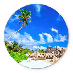 Коврик круглый с принтом Сейшельские острова в Тюмени, резина и полиэстер | круглая форма, изображение наносится на всю лицевую часть | seychelles | восточная африка | индийский океан | каникулы | море | островное государство | отдых | отпуск | пальмы | песок | пляж | приключение | путешествие | рай | сейшелы | сейшельские острова | туризм