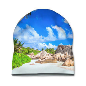 Шапка 3D с принтом Сейшельские острова в Тюмени, 100% полиэстер | универсальный размер, печать по всей поверхности изделия | Тематика изображения на принте: seychelles | восточная африка | индийский океан | каникулы | море | островное государство | отдых | отпуск | пальмы | песок | пляж | приключение | путешествие | рай | сейшелы | сейшельские острова | туризм